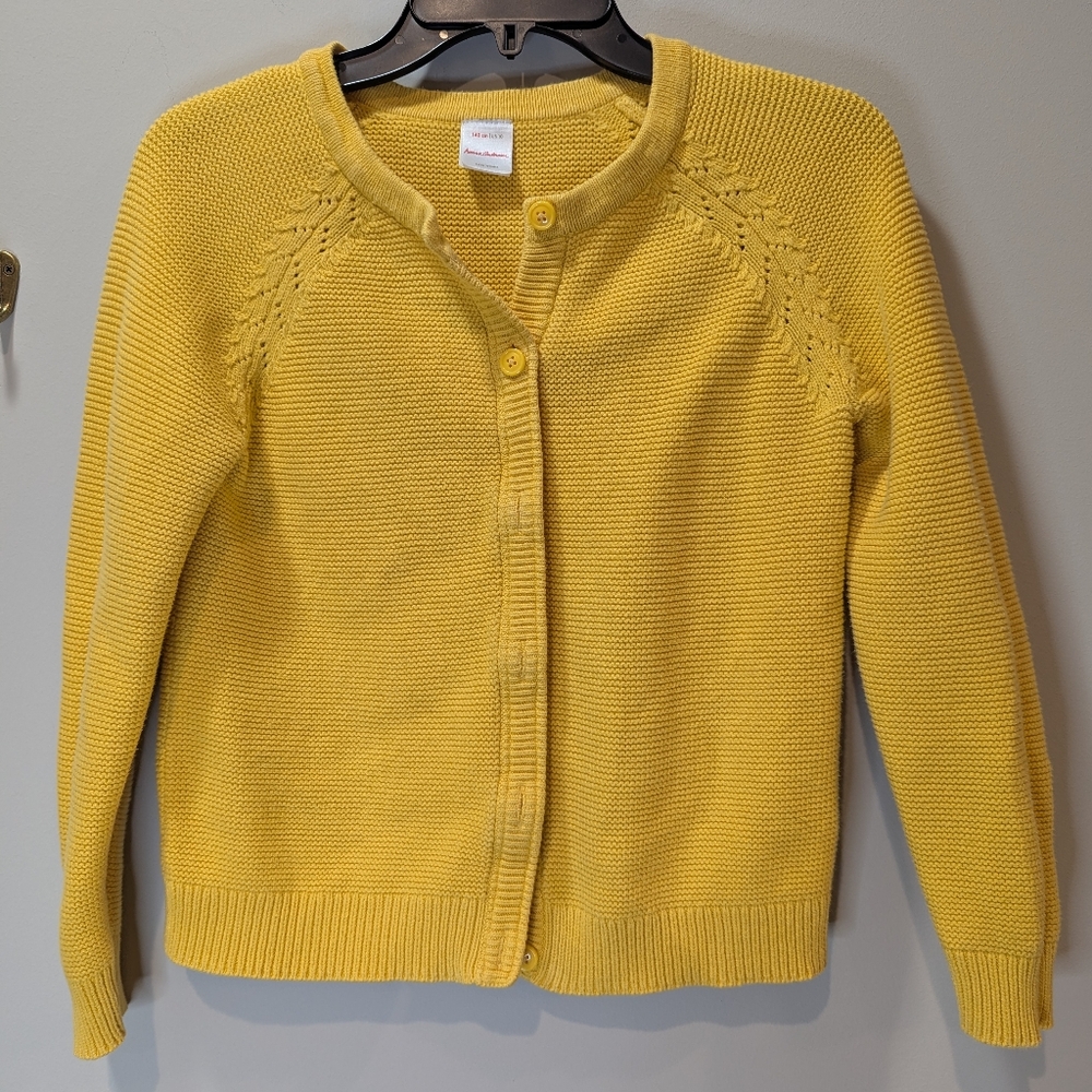 Hanna Andersson Yellow Cotton Button Up Cardigan Girls Size 10